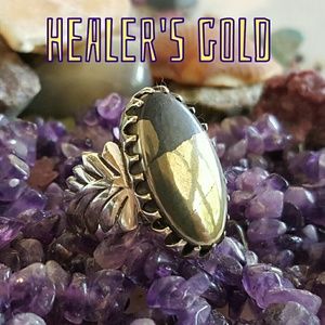 Pyrite in Magnetite Ring Sterling Silver